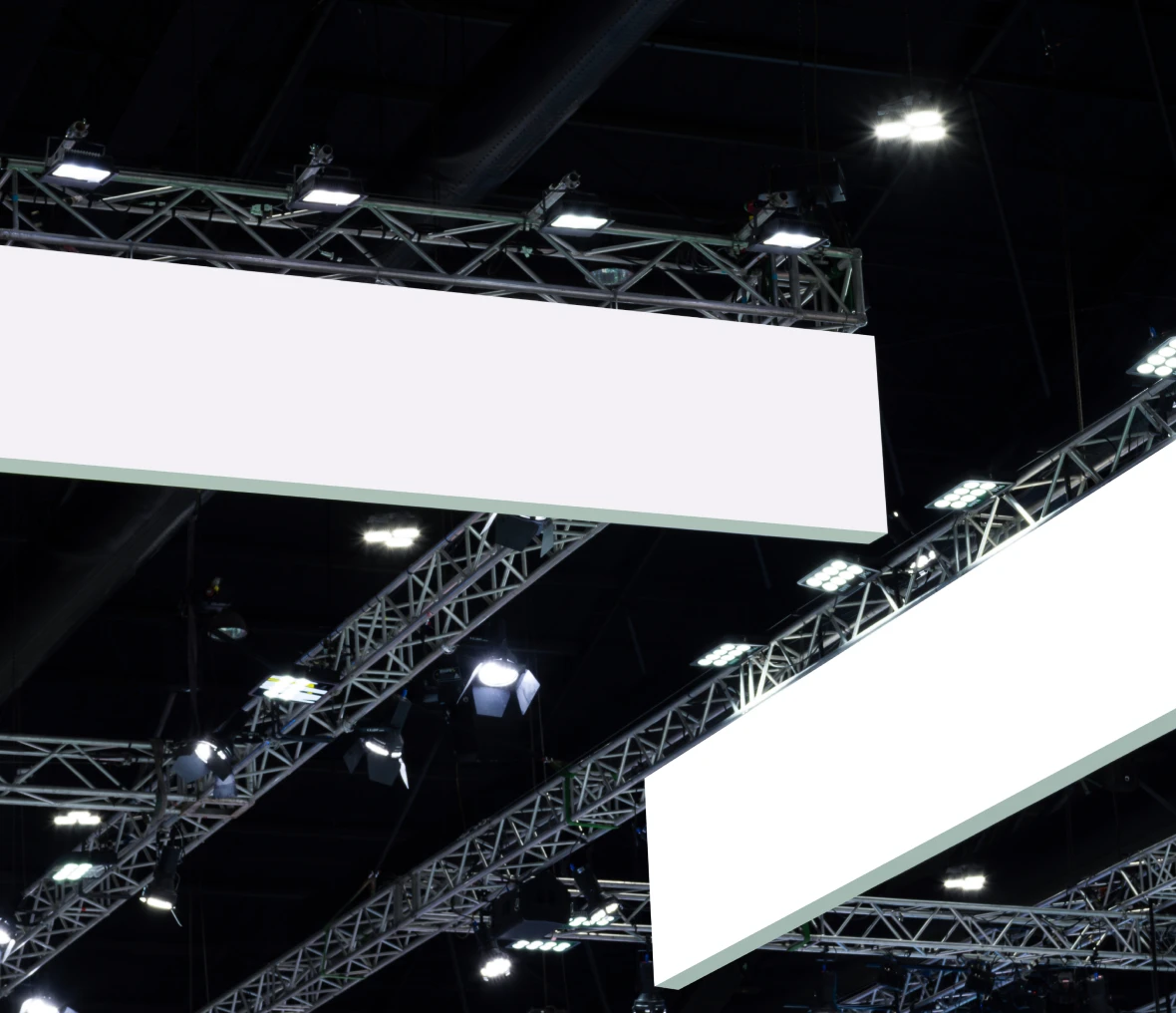 Overhead truss with empty signs